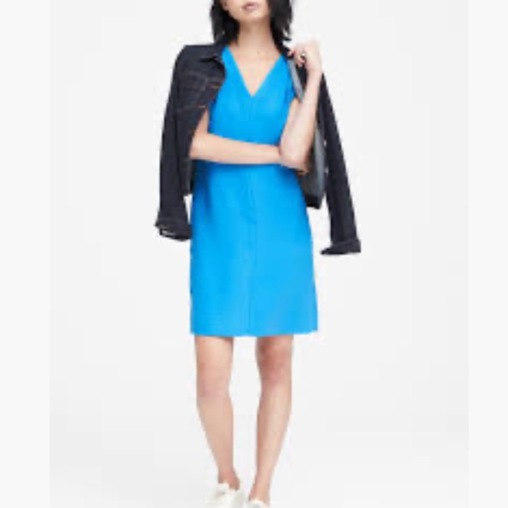 Banana Republic Pleated Shoulder Sleeveless Shift Dress